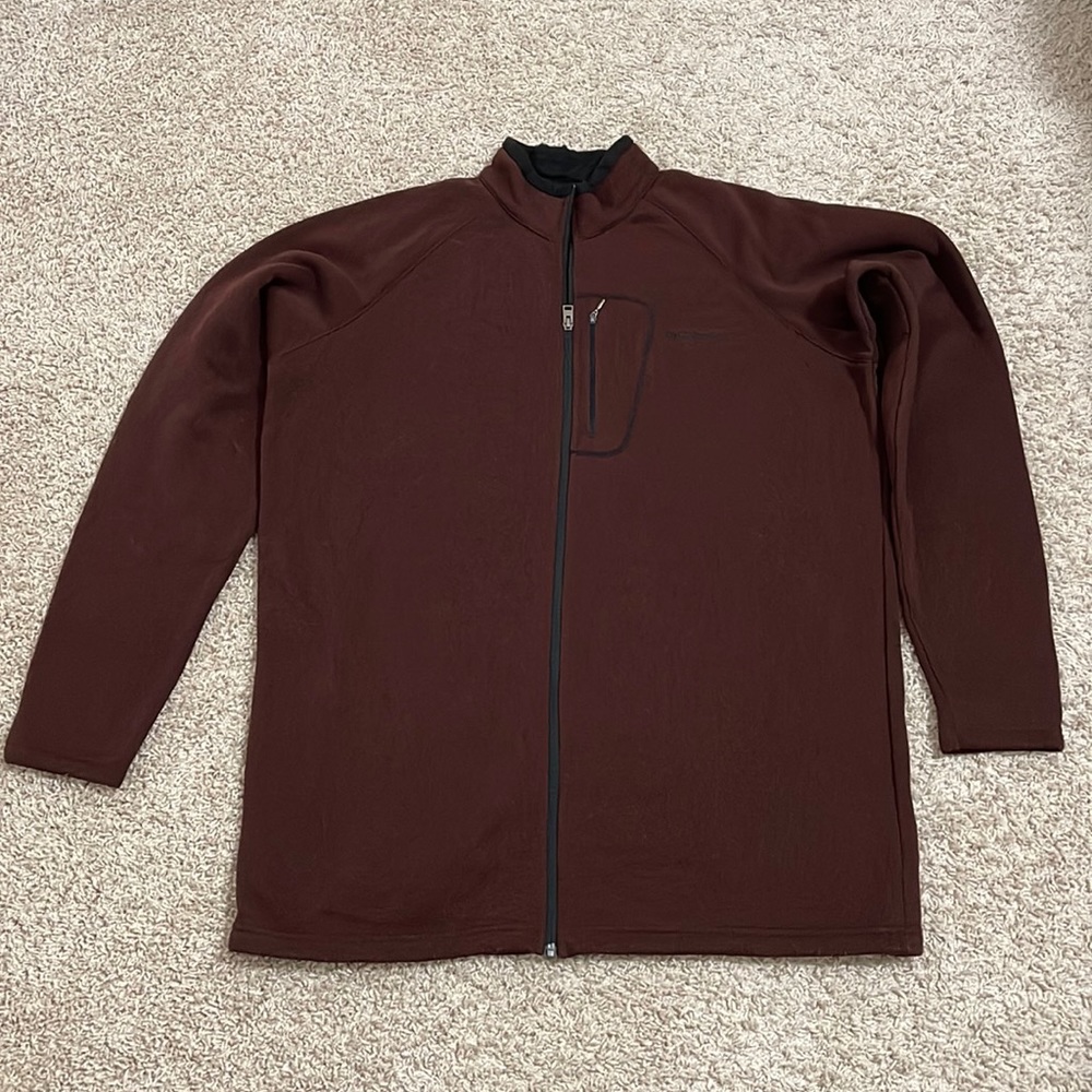 EUC Columbia Men’s Zip Up Solid Burgundy/Black Accents Sweater Size XXL Tall